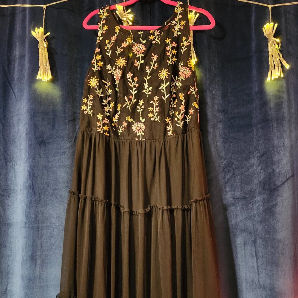 Lane Bryant Black Floral Maxi Dress